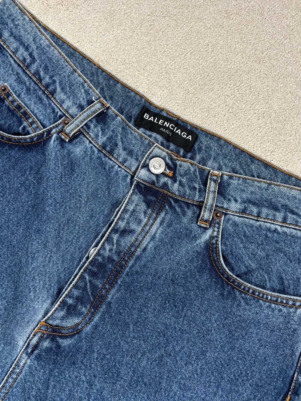 RARE Balenciaga Demna 2016 Archive Straight Leg Jeans Washed Blue Denim Size 32